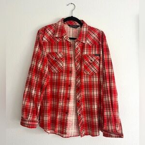 Volcom Flannel Red Plaid Button Up - Size M